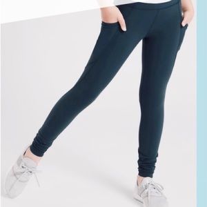 Athleta girl stash your treasure tights, size girls L/12, blue/green